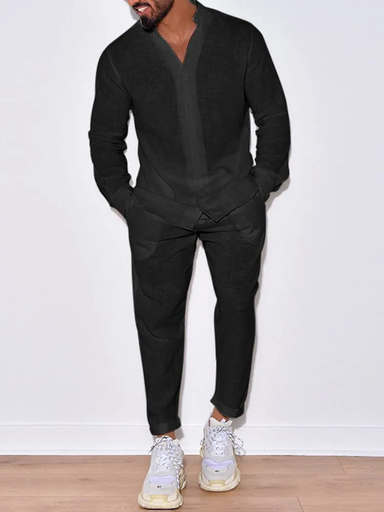 Casual Cotton and Linen 2-Piece Set